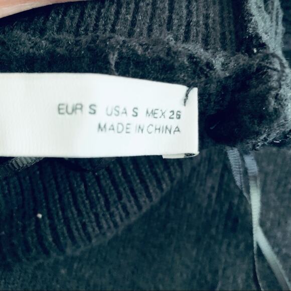 Zara black ribbed turtleneck sweater with ties size Small - Picture 10 of 10